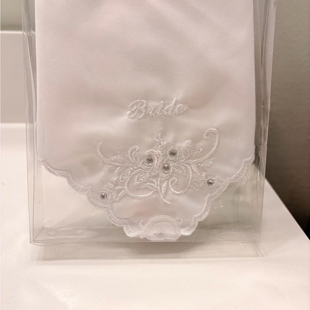 White Embroidered Bride Handkerchief